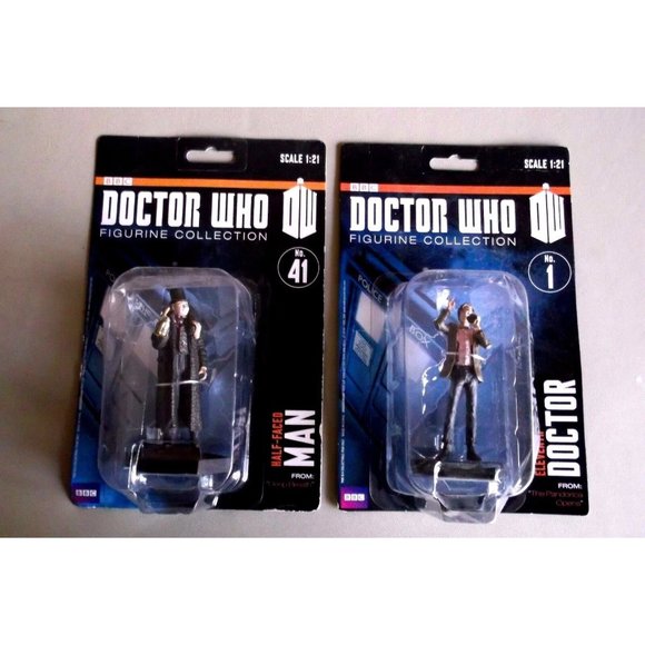 DOCTOR WHO FIGURINE COLLECTION  2 figurines HALF FACE MAN #41,Eleventh Doctor #1 - Picture 1 of 7